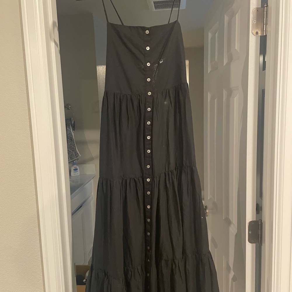 NWT J.CREW  BLACK TIERED BUTTON DOWN MAXI